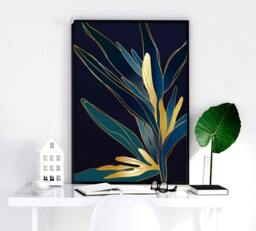 Rackhams Living room artwork - set of 3 Teal wall art prints - 16 x 22 inches / 40.65 cm x 56 cm - Polyester Canvas 260 gsm - Canvas wrapped - thumbnail 5