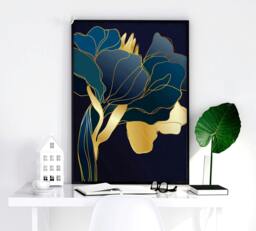 Rackhams Living room artwork - set of 3 Teal wall art prints - 16 x 22 inches / 40.65 cm x 56 cm - Polyester Canvas 260 gsm - Canvas wrapped - thumbnail 6
