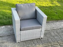 Rackhams Outdoor PE Rattan Garden Funiture Set Height Adjustable Rising Lifting Table Sofa Dining Set with Armchair Big Footstool - thumbnail 5