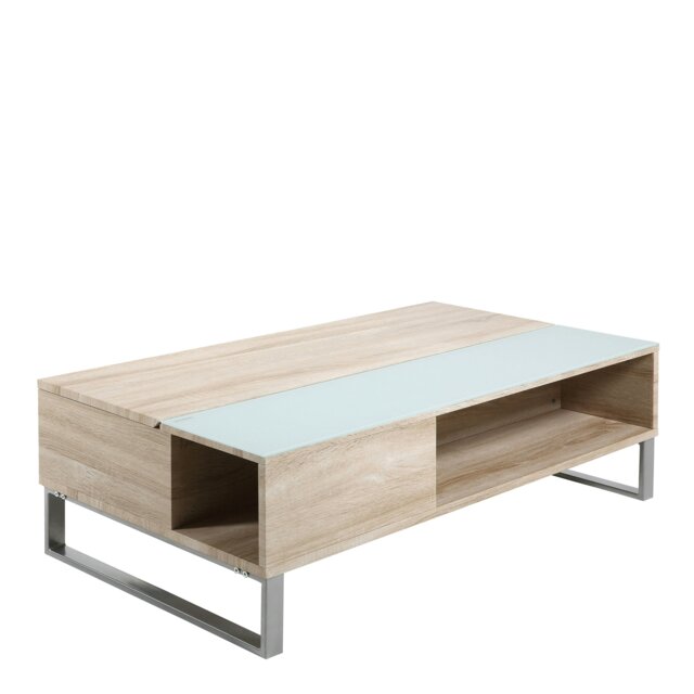 Rackhams Azalea Lift Up Coffee Table in Oak - 1 - Base Steel Aluminium Powder Coated - White - image 1