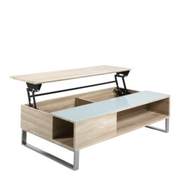 Rackhams Azalea Lift Up Coffee Table in Oak - 1 - Base Steel Aluminium Powder Coated - White - thumbnail 4