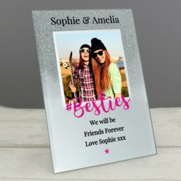 Rackhams Personalised 'Bestie' 4x4 Glitter Glass Photo Frame - thumbnail 1