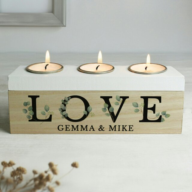 Rackhams Personalised Wedding Triple Tea Light Box - image 1