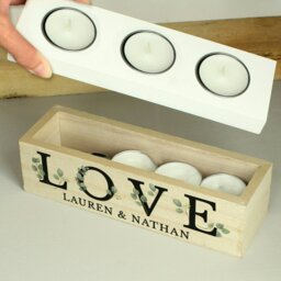 Rackhams Personalised Wedding Triple Tea Light Box - thumbnail 4