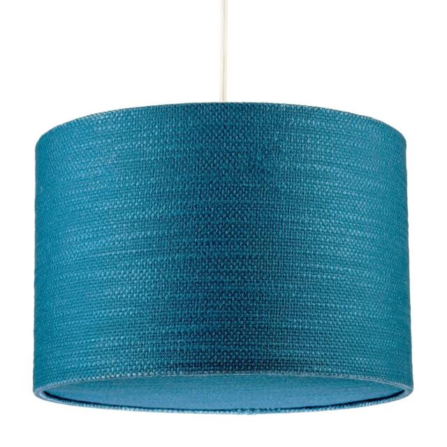 Rackhams Biscay Bay Teal Textured Linen Pendant Lighting Shade with Diffuser - image 1