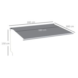Rackhams 4x3m Full Cassette Electric Retractable Awning for Patio Door Window - 300L x 395W cm - thumbnail 5