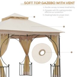 Rackhams Gazebo Party Tent Canopy Sun Shade for Patio Garden 3x3(m) - Light Grey - thumbnail 4