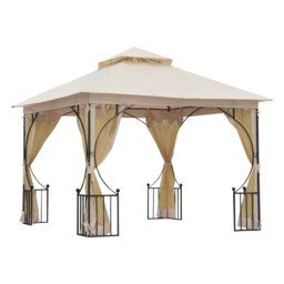 Rackhams Gazebo Party Tent Canopy Sun Shade for Patio Garden 3x3(m) - Light Grey - thumbnail 3