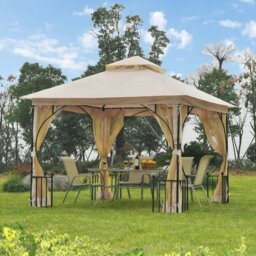 Rackhams Gazebo Party Tent Canopy Sun Shade for Patio Garden 3x3(m) - Light Grey - thumbnail 2