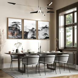 Rackhams Living Room Wall Decoration - Set of 3 Asian Inspired Wall art Prints - 20 x 30 in / 50 x 76 cm - Polyester Canvas 260 gsm - Canvas wrapped - thumbnail 2