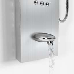 Rackhams Wall Mount Stainless Steel Bathroom Shower Panel Tower System with Shelf - Silver - thumbnail 4