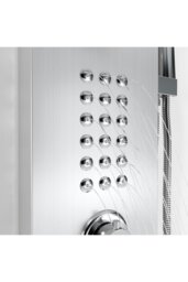 Rackhams Wall Mount Stainless Steel Bathroom Shower Panel Tower System with Shelf - Silver - thumbnail 5