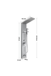 Rackhams Wall Mount Stainless Steel Bathroom Shower Panel Tower System with Shelf - Silver - thumbnail 6