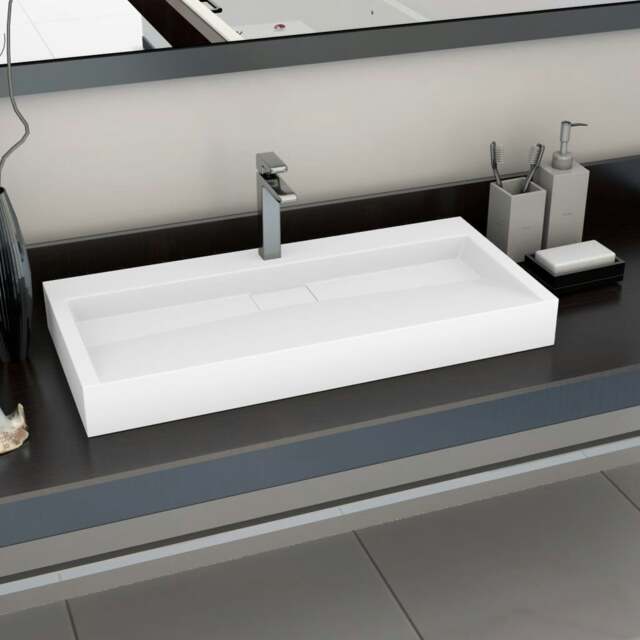 Rackhams Wash Basin 100x46x11 cm Mineral Cast/Marble Cast White