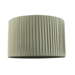 "Rackhams Contemporary Designer Double Pleated Olive Cotton Fabric 12"" Drum Lamp Shade"