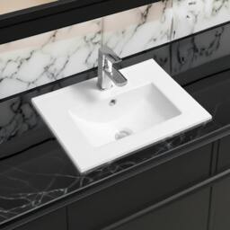 Rackhams 4003 Ceramic 51cm Thin-Edge Inset Basin with Deep Scoop - White - 50cm
