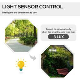 Rackhams 1.8m Traditional Victorian Style 3 Way Head Outdoor Garden Solar Post Lamp Sensor Dimmable LED Lantern Bollard Pathway IP44 – Black - thumbnail 4