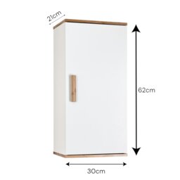 Rackhams Nola Matt White & Bamboo Single Wall Bathroom Cabinet - thumbnail 4