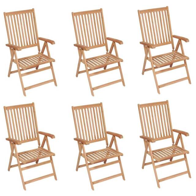 Rackhams Reclining Garden Chairs 6 pcs Solid Teak Wood