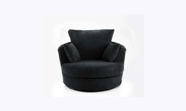 Rackhams Dylan Jumbo Cord Fabric Swivel Chair Armchair in Black - Black