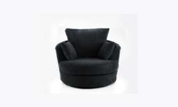 Rackhams Dylan Jumbo Cord Fabric Swivel Chair Armchair in Black - Black