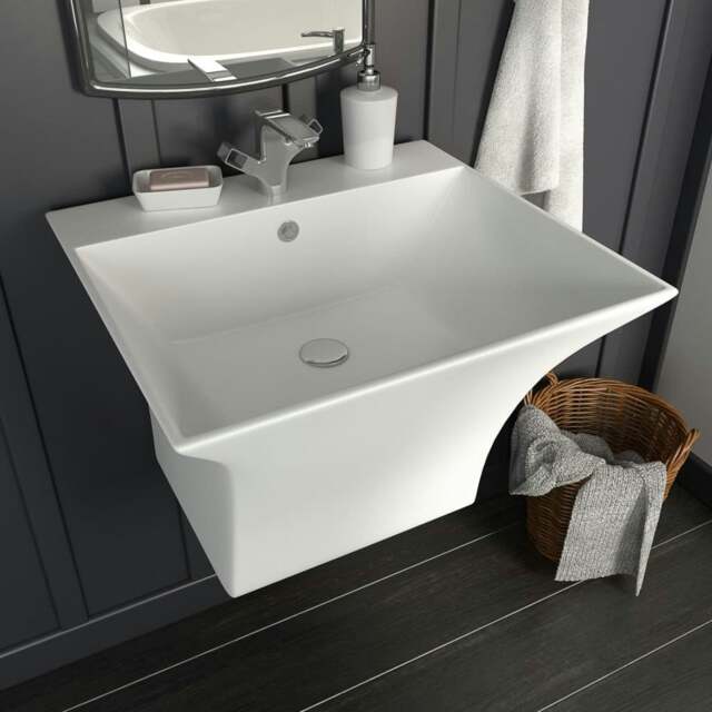 Rackhams Wall-mounted Basin Ceramic White 500x450x410 mm