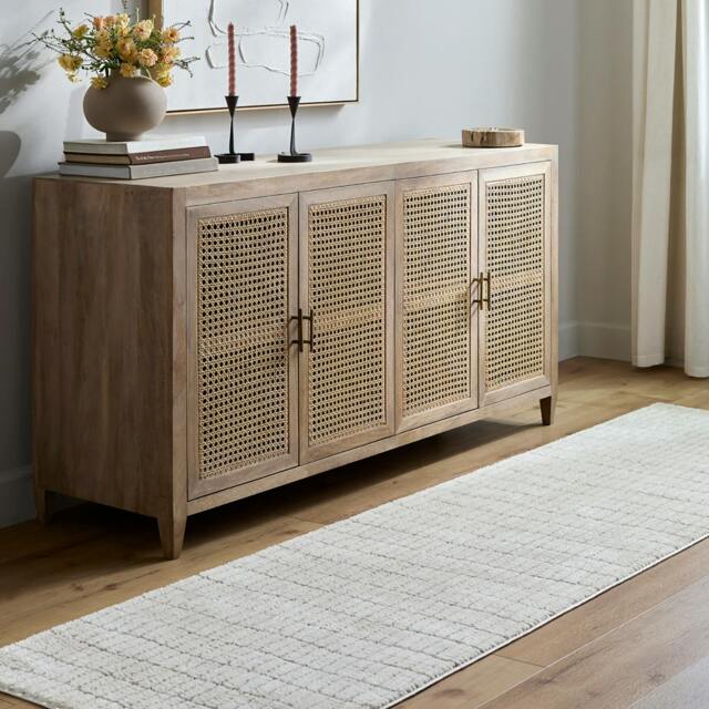Rackhams Our Pnw Home Cascade-Modern Ivory Taupe Graphic High Pile Rug - 80 x 220 cm - image 1