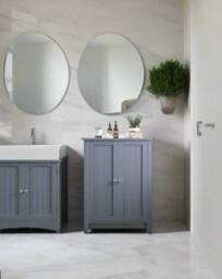 Rackhams Grey Bathroom Storage Cabinet – Freestanding Cupboard with 2 Adjustable Shelves - thumbnail 2