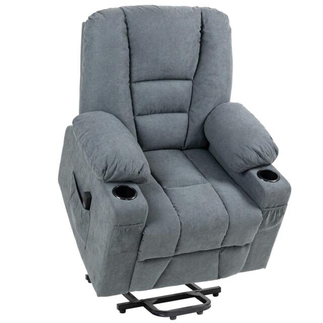 Rackhams Oversized Riser and Recliner Chairs for the Elderly, Fabric Upholstered Lift Chair for Living Room with Remote Control, Side Pockets, Cup Holder, Grey - image 1