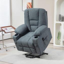 Rackhams Oversized Riser and Recliner Chairs for the Elderly, Fabric Upholstered Lift Chair for Living Room with Remote Control, Side Pockets, Cup Holder, Grey - thumbnail 2