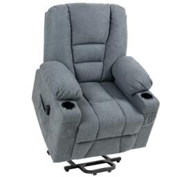 Rackhams Oversized Riser and Recliner Chairs for the Elderly, Fabric Upholstered Lift Chair for Living Room with Remote Control, Side Pockets, Cup Holder, Grey - thumbnail 1