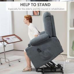 Rackhams Oversized Riser and Recliner Chairs for the Elderly, Fabric Upholstered Lift Chair for Living Room with Remote Control, Side Pockets, Cup Holder, Grey - thumbnail 4
