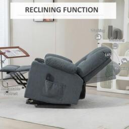 Rackhams Oversized Riser and Recliner Chairs for the Elderly, Fabric Upholstered Lift Chair for Living Room with Remote Control, Side Pockets, Cup Holder, Grey - thumbnail 5