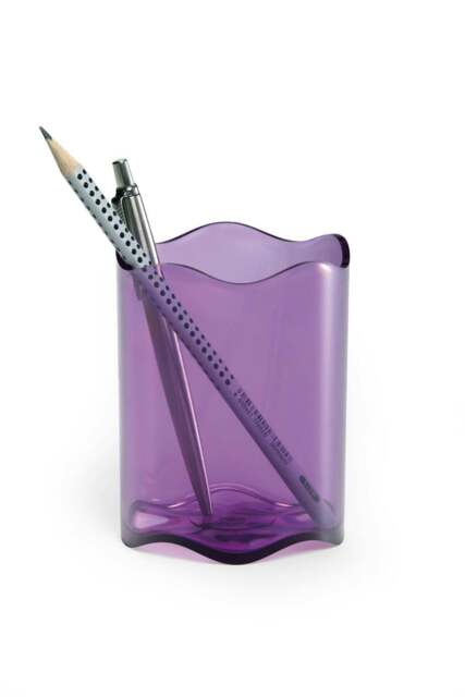 Rackhams TREND Pen Pot Pencil Holder Desk Tidy Organiser - 6 Pack - Clear Purple
