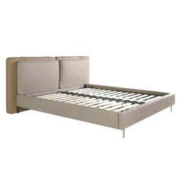 Rackhams Mink Leatherette and Grey Fabric Bed 7154 - thumbnail 1