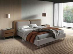 Rackhams Mink Leatherette and Grey Fabric Bed 7154 - thumbnail 3