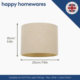 "Rackhams Modern Taupe Linen Fabric Small 8"" Drum Lamp Shade with Matching Satin Lining" - thumbnail 5