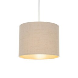 "Rackhams Modern Taupe Linen Fabric Small 8"" Drum Lamp Shade with Matching Satin Lining" - thumbnail 2
