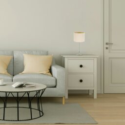"Rackhams Modern Taupe Linen Fabric Small 8"" Drum Lamp Shade with Matching Satin Lining" - thumbnail 6