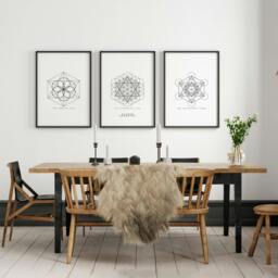 Rackhams Canvas Pictures For Living Room - Set of 3 Sacred Geometry Wall art Prints - 16 x 22 inches / 40.65 cm x 56 cm - Polyester Canvas 260 gsm - Canvas wrapped - thumbnail 4