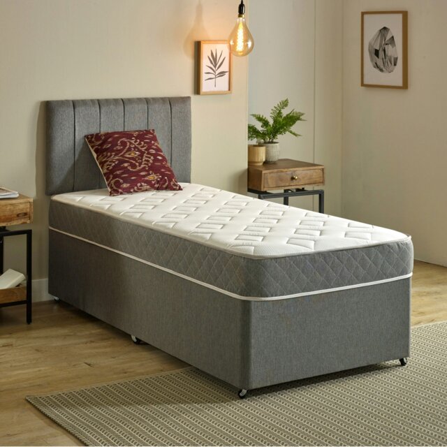 "Rackhams Essentials Jump n Tac Hybrid Mattress - 7.5"" Deep, Soft Feel - Grey - 1 - 3ft Single Mattress (90cm x 190cm)" - image 1