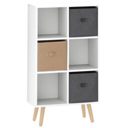 Rackhams Freestanding 4 Cube Storage Cabinet Unit Bookcase w/ 2 Drawer - thumbnail 6