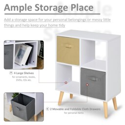 Rackhams Freestanding 4 Cube Storage Cabinet Unit Bookcase w/ 2 Drawer - thumbnail 5