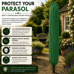 Rackhams Tilting Garden Parasol Table Umbrella 2.7M with Crank Handle, UV40 Protection, Includes Protection Cover - Green - thumbnail 6