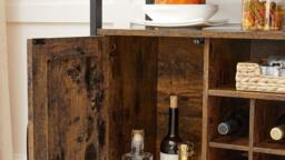 Rackhams Rustic Sideboard Buffet Table with Wine Rack – Storage Cabinet for Kitchen or Dining Room - thumbnail 5
