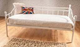 Rackhams Paris Metal Day Bed - White - 3ft - No - thumbnail 1