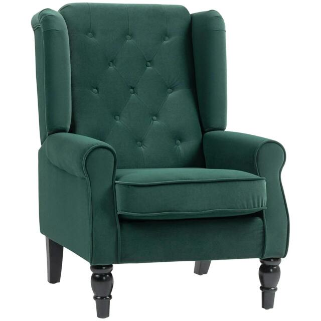 Rackhams Wingback Accent Chair, Retro Upholstered Button Tufted Occasional Chair for Living Room and Bedroom, Green