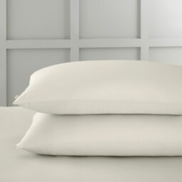 Rackhams 400 Thread Count Cotton Sateen Standard Pillowcase Pair - Oyster - 50x75cm (x2)