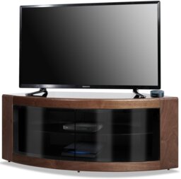 "Rackhams PANGEA Black Walnut Beam-Thru Curved Tru-Corner 32""-50"" TV Cabinet" - thumbnail 3