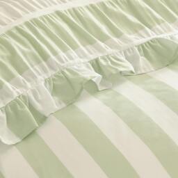 Rackhams Seersucker Frill Stripe Duvet Cover Set Green - Super King - Green - thumbnail 4